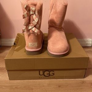 pink UGG Bailey Bow boot